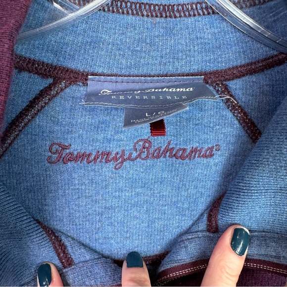 Tommy Bahama Reversible Sweatshirt Mens Sweater 1/4 Zip Long Sleeve Purple Large - Picture 8 of 9